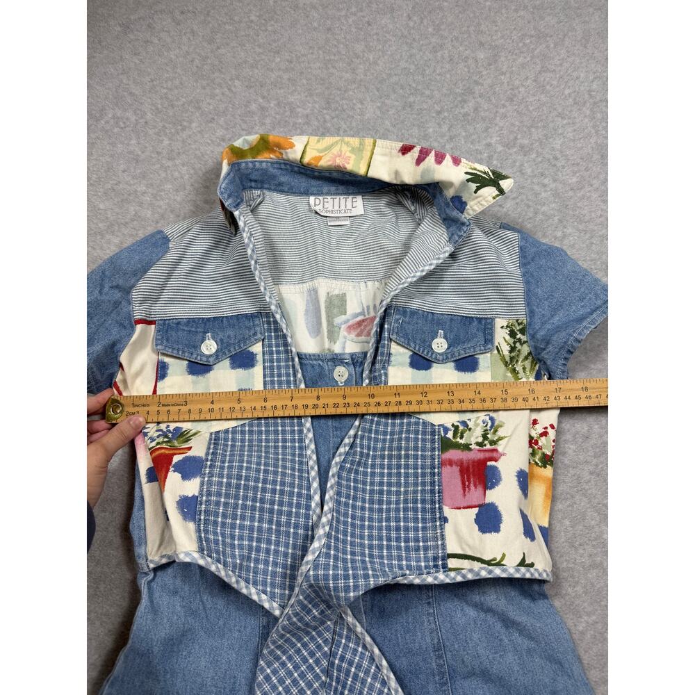 Vintage Petite Sophisticate Womens Size 6P Denim Patchwork Dress - Picture 5 of 14
